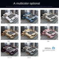 Multifunktionales Echtleder-Smart-Bett mit Massage-Projektor, Unterbett-Aufbewahrungsschubladen, Modernes Luxus-Doppelbett für Schlafzimmer