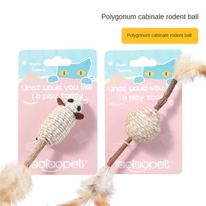 Juguete Masticable para Gatos: Bola de Simulación con Cuentas de Cuero, Plumas y Cuerda de Cáñamo para Diversión y Ejercicio - Product Image 2