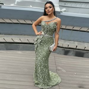 MD50050 abiti lunghi verdi formali per le donne eleganti abiti Casual eleganti con perline paillettes abiti da Cocktail Sexy <span class=keywords><strong>damigelle</strong></span> - Product Image 3