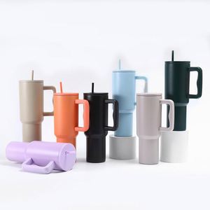 Vaso Térmico de Acero Inoxidable de 40oz al por Mayor, Aislamiento al Vacío de Doble Pared, Taza de Viaje con Asa y Popote, Logotipo Personalizado, Antiderrames, para Café y Coche - Product Image 4