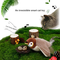 Vente en gros d'usine Nouveaux jouets en peluche pour chat qui gazouillent Activés par le toucher Ailes qui battent Moineau Interactif Intelligent Recharge USB Écologique