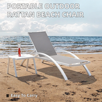 Chaise lune en rotin d'extérieur, chaise de plage portable pour les stations balnéaires - Meubles d'extérieur de la marque SUNNY