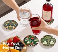 Ensemble de 6 sous-verres en céramique à motif floral vintage, sous-verres ronds absorbants, avec base en liège, s'adaptent à votre décoration intérieure