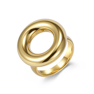 Geometric <b>Ring</b> Steel Gold Unisex Fashion Jewelry Gift Occasion Minimalist Exaggerated Round Design - Product Image 5