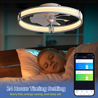 Kipas Angin Plafon Akrilik Logam 20 Inci dengan Lampu, Kecepatan Tinggi 850RPM, Motor DC 6 Kecepatan untuk Gym, Kantor, Ruang Komersial, Custom
