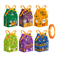 Boîte en papier d'Halloween en gros, petite, personnalisée, en forme de maison, pour bonbons, emballage cadeau, boîte cadeau pliable