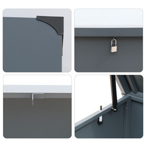 Boîte <span class=keywords><strong>de</strong></span> <span class=keywords><strong>rangement</strong></span> extérieure facile à assembler W132xD68xH70cm, <span class=keywords><strong>coffre</strong></span> <span class=keywords><strong>de</strong></span> <span class=keywords><strong>rangement</strong></span> extérieur mobile en acier galvanisé avec 2 roulettes <span class=keywords><strong>pour</strong></span> outils <span class=keywords><strong>de</strong></span> jardin - Product Image 6