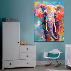 Original Art OEM/ODM Peint à la main Peintures d'animaux impressionnants Art abstrait moderne Palette Couteau Peinture d'éléphant - Product Image 3