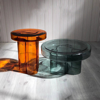 Table Basse Ronde en Verre Minimaliste de Luxe Nordique pour Salon, Combinaison de Tables Basses Modernes Simples et Créatives