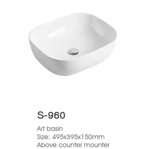 Vendita calda bagno sanitari forma ovale lavabo in ceramica bianca sopra il bancone S-959 per lavabo