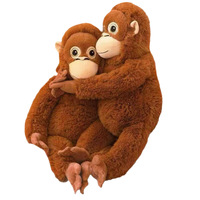 Boneka Monyet Lucu Pasangan Bantal Mainan Kartun Super Lembut Isi Kapas PP Dapat Dicuci