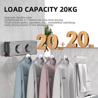 SANIPRO ligne de linge de séchage en acier inoxydable murale sans poinçon Double corde à linge rétractable pour suspendre les vêtements