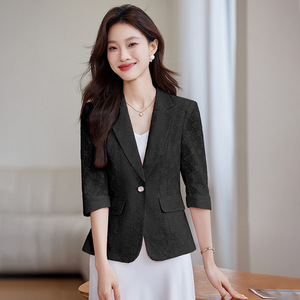 Women's Spring Casual Blazer Solid Color Polyester Anti-Wrinkle Slim Fit For Commute - Product Image 2
