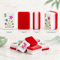 Mahjong de luxe de la boutique Boutique Luxury, 160 pièces, 4 couches, gravé, édition florale bleue, mélamine vert magenta