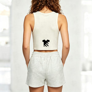 Wholesale Ladies <b>Crop</b> Rib Singlet Plain Custom Private Label Embroidered Logo Breathable Casual O-Neck Women's Ribbed Tank <b>Top</b> - Product Image 4