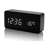Jinshida électronique LED horloge en bois mode décor à la maison réveil écran affichage numérique température de l'heure pour salon