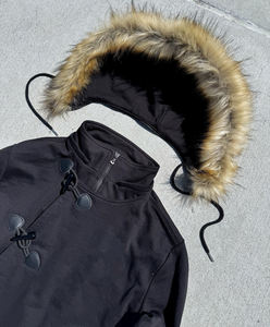 Sweat-shirts d'hiver épais <span class=keywords><strong>et</strong></span> surdimensionnés en coton délavé à l'acide avec logo personnalisé pour fabricants de streetwear, fermeture éclair <span class=keywords><strong>et</strong></span> col en fourrure amovible - Product Image 3