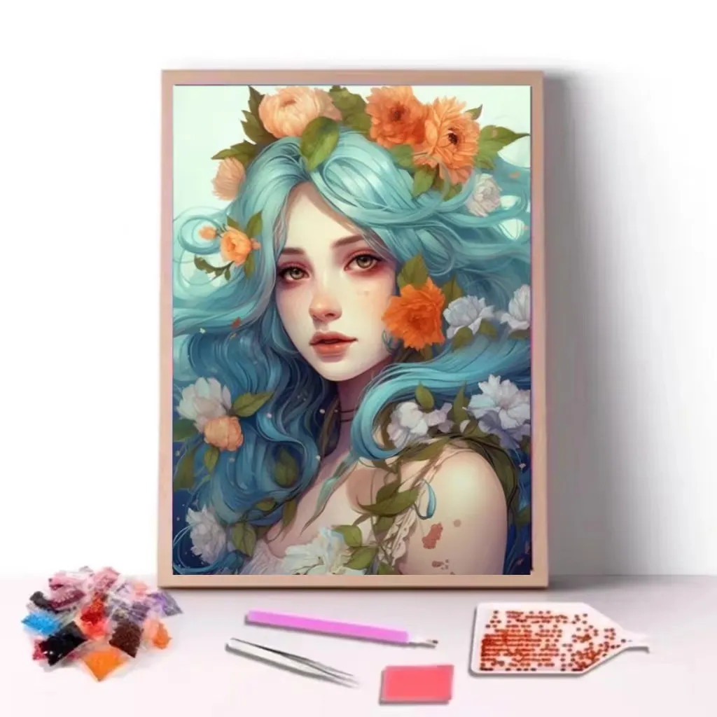 COOLEVE Factory Full Square Round Drill Carton Portrait Framed Kit de gran tamaño 5D DIY Custom Diamond Paintings Principiante Adultos