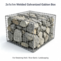 Gabion 2x1x1m en treillis soudé galvanisé 80x100mm, cage en pierre pour mur de soutènement, construction et aménagement paysager de bords de rivière