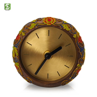 Horloge en bois de noyer émaillée cloisonnée, style classique fait main, horloge de table ronde pour la décoration de la maison, cadeaux pour le Nouvel An et les mariages