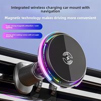 Chargeur de voiture sans fil avec ventilateur de refroidissement |   Support magnétique 360° °   Rotation |   Support de ventilation lumineux RGB |   Support de téléphone à charge rapide S6