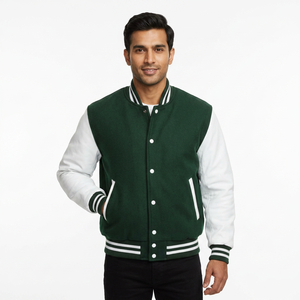 Blouson universitaire d'hiver grande taille personnalisé pour hommes - Réversible et coupe-vent avec capuche, col montant et design patchwork - Vente en gros - Product Image 1