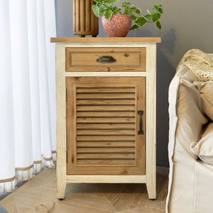 Farmhouse Style Solid Wood Corner Cabinet with Storage <b>Drawer</b> Handmade Durable Retro Nightstand for <b>Bedroom</b> Living Room Hotel - Product Image 1