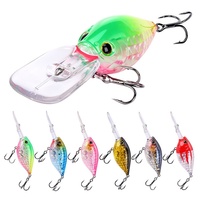 Le Brave Outdoor Long Tongue Small Fat 5cm 10g 8 #   Leurre vibrant flottant à trois hameçons pour la pêche au bar et au poisson-chat