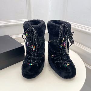 Botines de Mujer Otoño/Invierno 2026, Forro de Piel de Oveja Cálido y Grueso, Térmico, Impermeable, con Correa, Forro de Felpa, Punta Cerrada, Antideslizante, para Nieve - Product Image 2