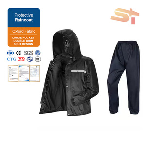 Ensemble imperméable cycliste (veste et pantalon) – Combinaison <span class=keywords><strong>de</strong></span> pluie intégrale réfléchissante pour adulte – Imperméable et sécuritaire – Simple ou double couche - Product Image 3