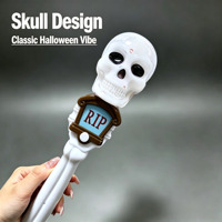 Tongkat LED Halloween Berputar dengan Musik, Grosir, Tengkorak, Hantu, Bajak Laut, Labu, Lampu Ajaib untuk Souvenir Pesta Liburan