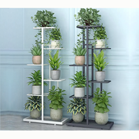 Support pour plantes à fleurs en métal pour balcon 4-9 niveaux Support pour pots de fleurs en fer pour l'extérieur Étagère de présentation avec revêtement en poudre