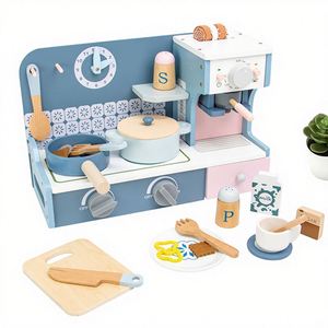 Solid Wood Mini Kitchen Set Children's Simulated Afternoon <b>Tea</b> & Coffee <b>Maker</b> DIY Role-Playing Stove Preschool Gift for Kids - Product Image 2