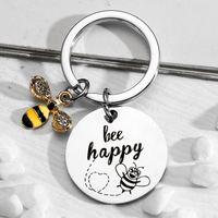 2022 nouvelles femmes heureux en acier inoxydable porte-clés abeille enseignant appréciation métal porte-clés cadeaux de fête des enseignants
