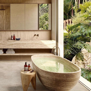 Precio <span class=keywords><strong>de</strong></span> fábrica Simple travertino Whirlpool Bath Top Shower travertino Bañera independiente <span class=keywords><strong>Corte</strong></span> a medida Aplicación <span class=keywords><strong>de</strong></span> mesa - Product Image 3