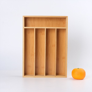 Organizador de Cubiertos de Bambú con Compartimentos, Tipo Rectangular Vertical, Cajón de Almacenamiento Abierto - Product Image 1