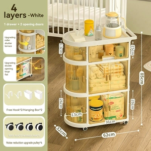 Carritos de Plástico Multifuncionales Plegables con 4 Ruedas, Carrito de Almacenamiento para Cocina, Carrito Rodante - Product Image 3