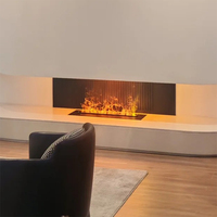 Meuble TV avec foyer électrique intégré, type atomisation, flamme LED réaliste simulée