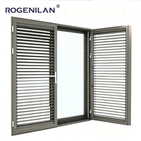 Porte à persiennes en aluminium sur mesure Rogenilan avec vitrage Low-E, porte à persiennes réglables à double battant pour l'extérieur