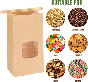 Sacs en papier personnalisés biodégradables pour la vente en gros, avec fenêtre transparente, pour petits pains et aliments, pour restaurants - Product Image 3