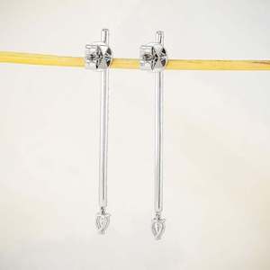 Elvora Gems Women's 14k White <b>Gold</b> Diamond Drop <b>Earrings</b> 2 Inch <b>Dangle</b> Butterfly Closure Minimalist Design Wedding/Engagement - Product Image 3