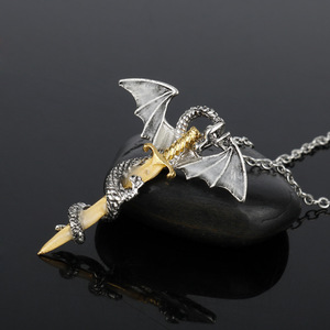 Kalung Pedang Pterosaurus Gaya Vintage, Kalung Baja Anti Karat untuk Pria, Kalung <span class=keywords><strong>Rock</strong></span> Fashion, Stok Besar - Product Image 4