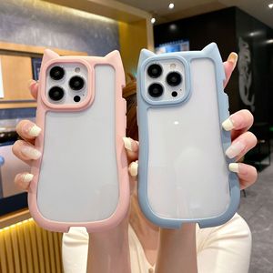 Funda de acrílico transparente de cobertura total con diseño de orejas de gato para iPhone 17, 16 Pro, funda protectora transparente, 15 de silicona. - Product Image 4