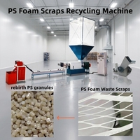 Machine de recyclage entièrement automatique de déchets de plastique en mousse PS, fabriquée en Chine, contrôlée par PLC, capacité de 100 kg par heure