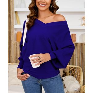 Pull décontracté pour femme à col en V oversize, manches longues, tricot épais, anti-boulochage, idéal pour l'automne - Product Image 4