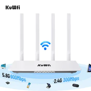 High Quality KuWFi sim card router lte dual band 1200Mbps high speed 64users hotspot indoor gigabit 4g wireless router