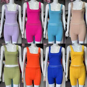 Conjunto de Dos Piezas Casual de Verano con Top Corto y Diseño Liso para <span class=keywords><strong>Mujer</strong></span>, Ropa de <span class=keywords><strong>Mujer</strong></span> - Product Image 5