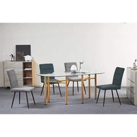 Tables à manger industrielles italiennes gain de place, tables à manger en verre trempé avec pieds en métal, chaises de salle à manger pour 8 personnes