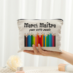 Pochette de maquillage personnalisée avec motif d'appréciation des enseignants de <span class=keywords><strong>France</strong></span>, sac de rangement de <span class=keywords><strong>voyage</strong></span> pour articles de toilette, pochette cosmétique pour enterrement de vie de jeune fille - Product Image 3