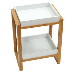 Double-layer storage mini coffee table/side <b>cabinet</b> for home use, living room, mini bamboo <b>corner</b> table/square table/tea - Product Image 4